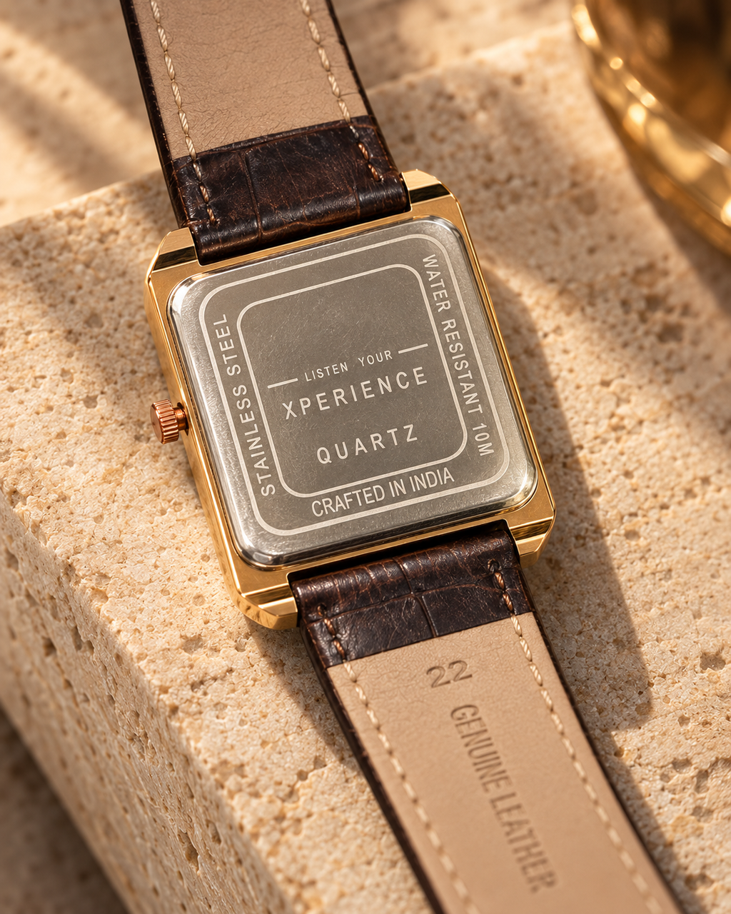 LYX Daybreak – Rose Gold Square Analog Watch for Men | Best Square Dial Watch | Brown Leather Strap