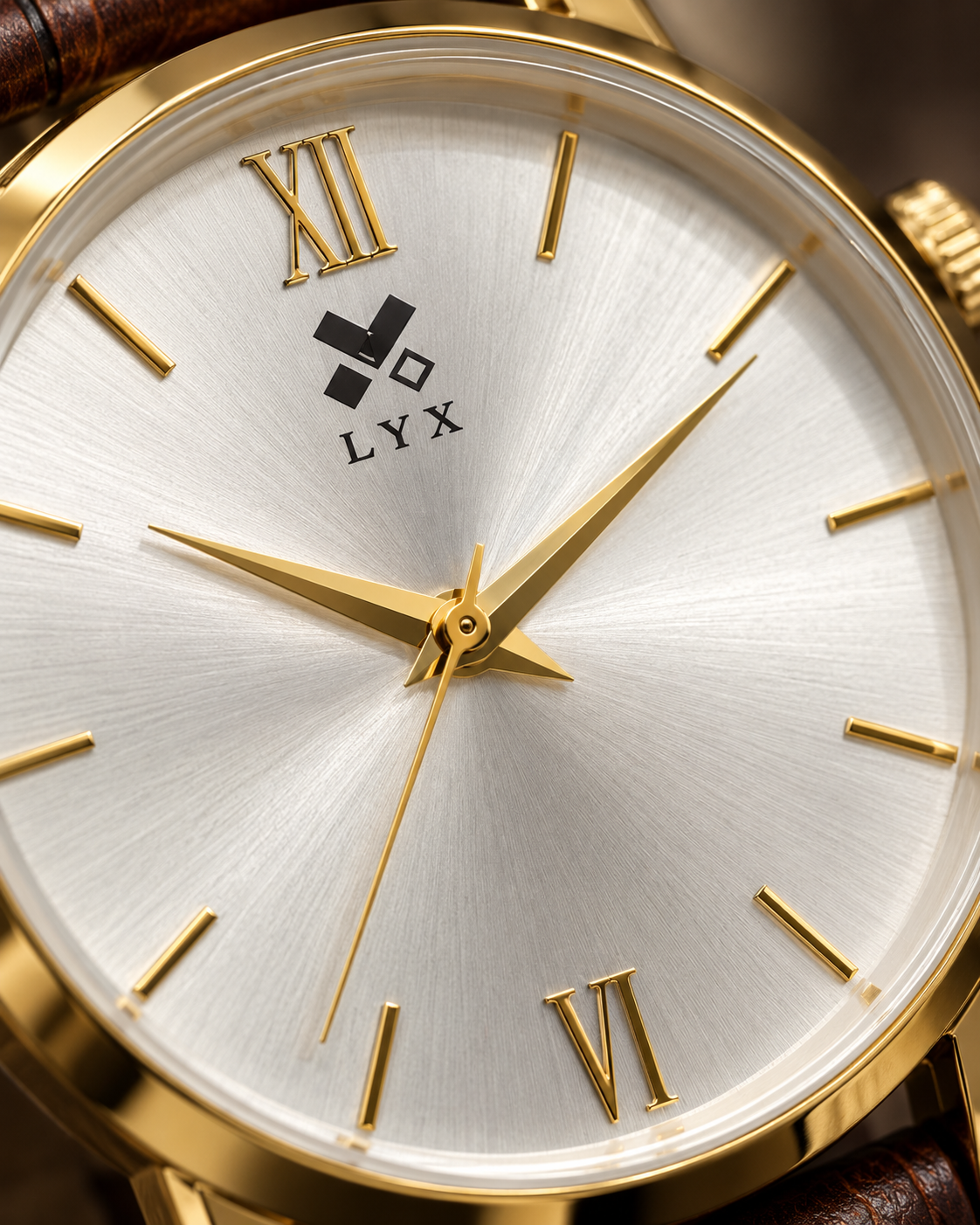 LYX Amber Light – Gold Analog Watch for Men | Best Formal Analog Watch | Roman Numerals, Leather Strap