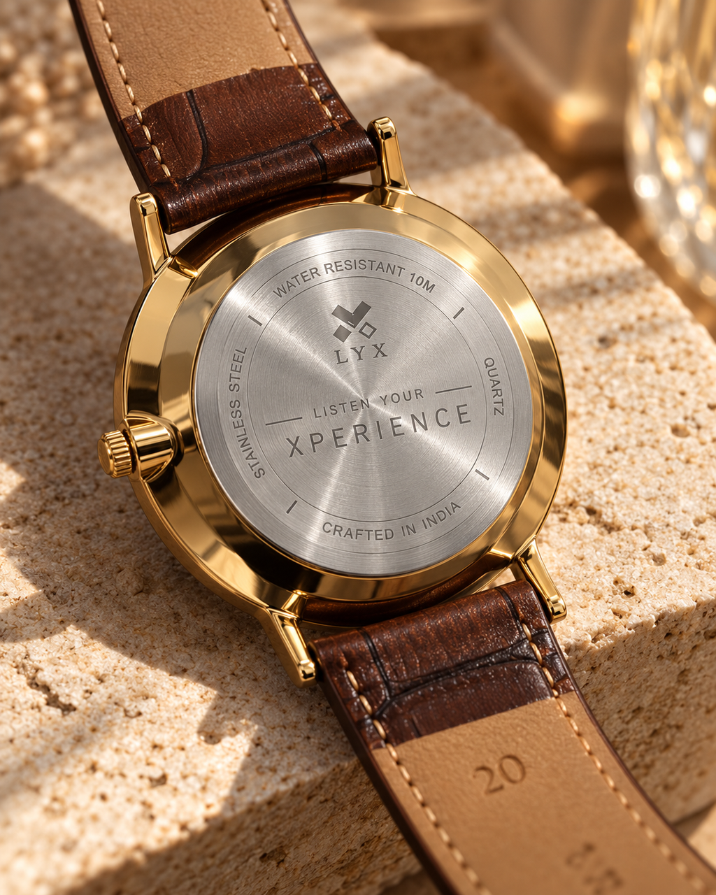 LYX Amber Light – Gold Analog Watch for Men | Best Formal Analog Watch | Roman Numerals, Leather Strap