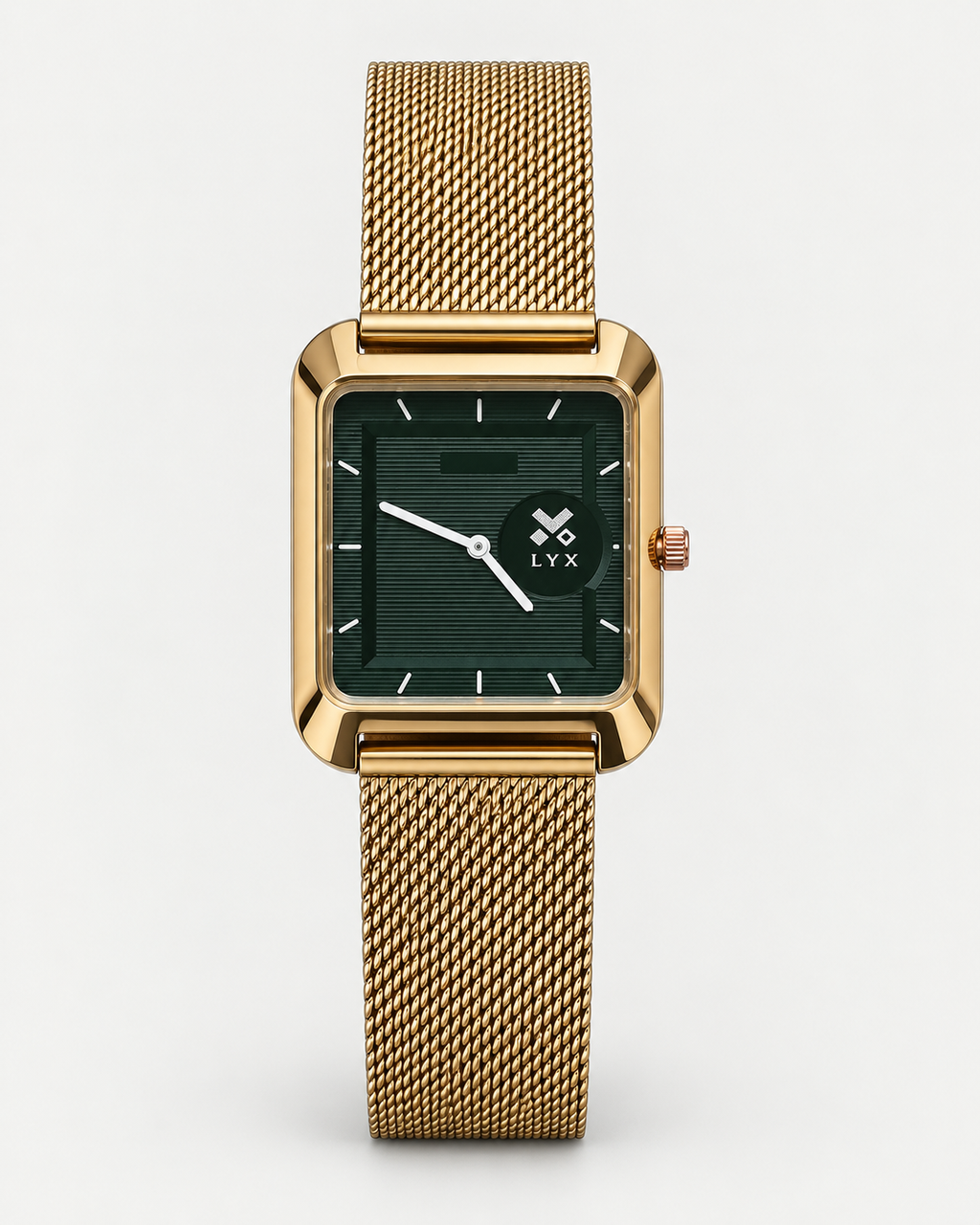 LYX Midnight – Rose Gold Square Analog Watch for Men | Trending Square Dial Watch | Mesh Strap