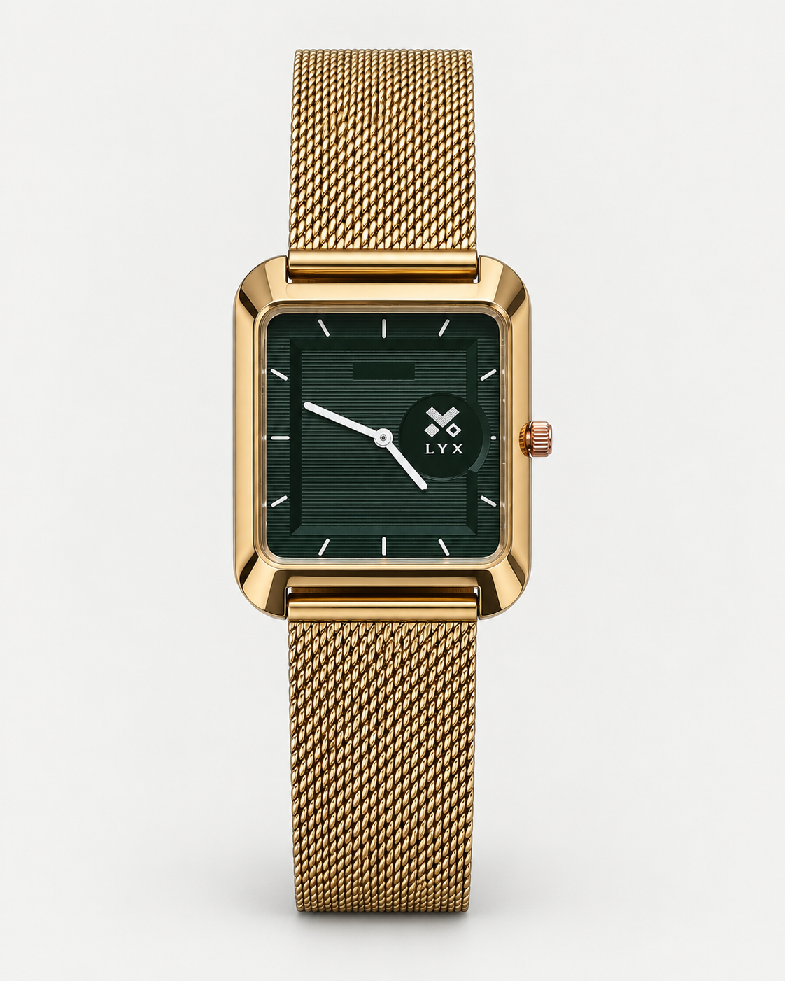 LYX Midnight – Rose Gold Square Analog Watch for Men | Trending Square Dial Watch | Mesh Strap