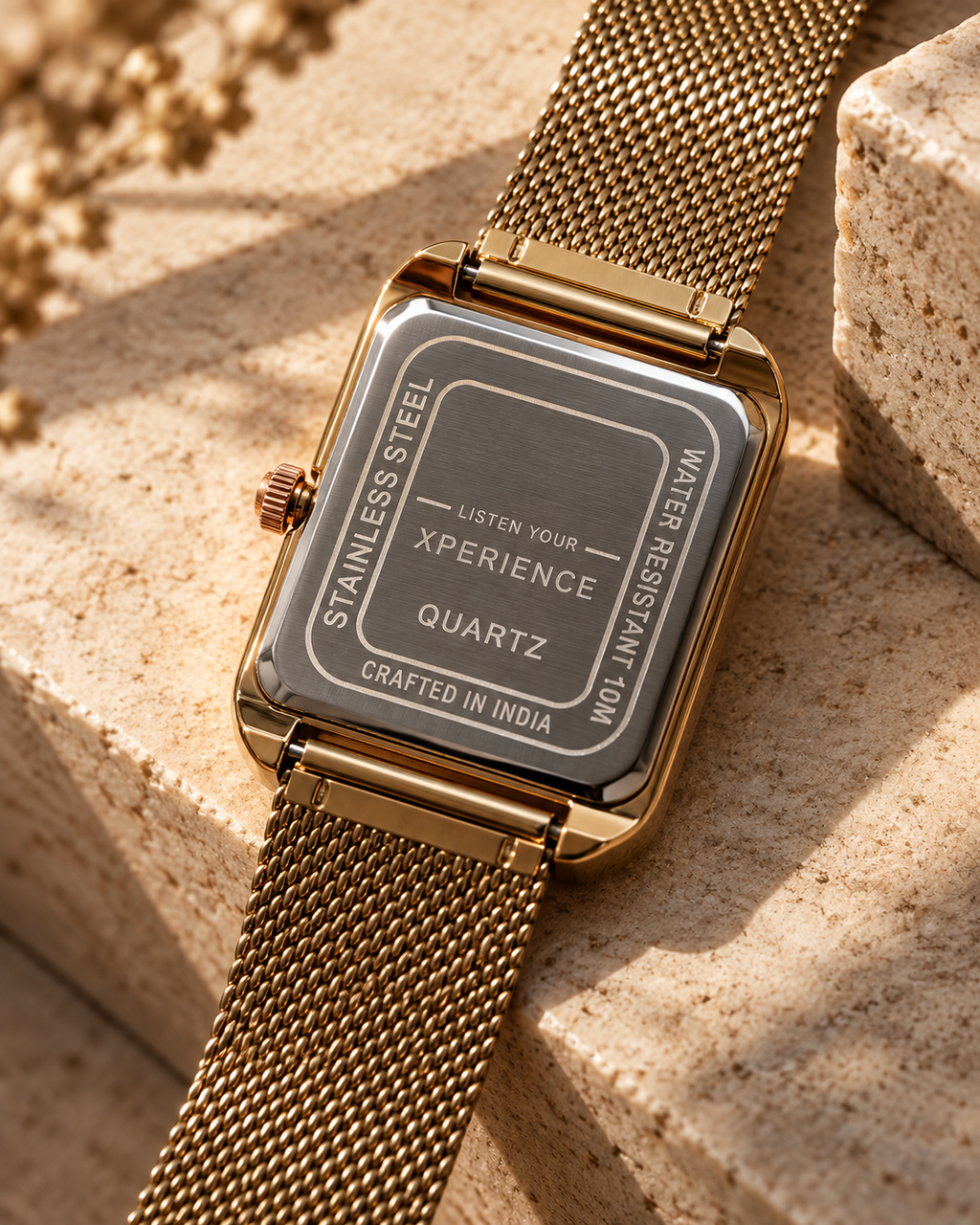 LYX Midnight – Rose Gold Square Analog Watch for Men | Trending Square Dial Watch | Mesh Strap
