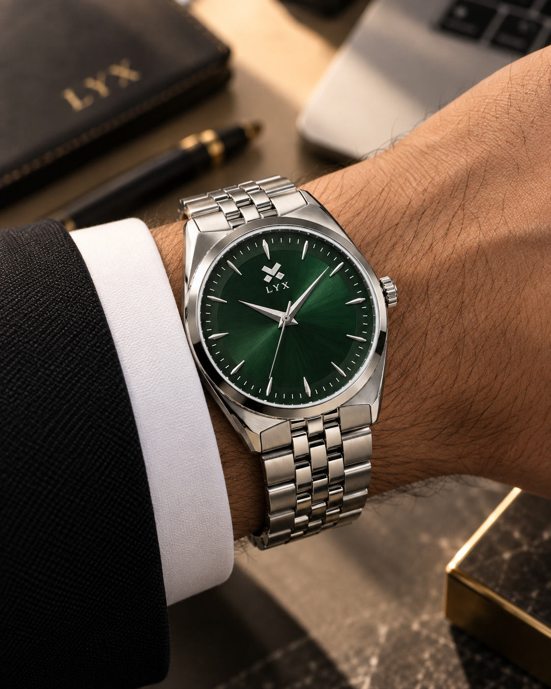 LYX Twilight – Emerald Green Dial Analog Watch for Men | Trending Green Dial Watch | Budget Analog Watch