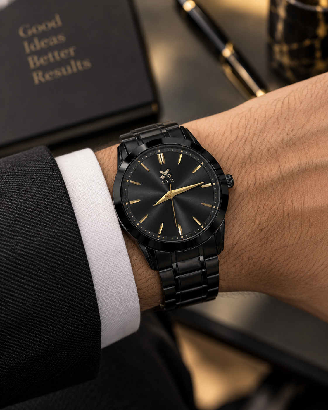 LYX Eclipse – Full Black Analog Watch for Men | Best Analog Watch for Men | Gold Accents