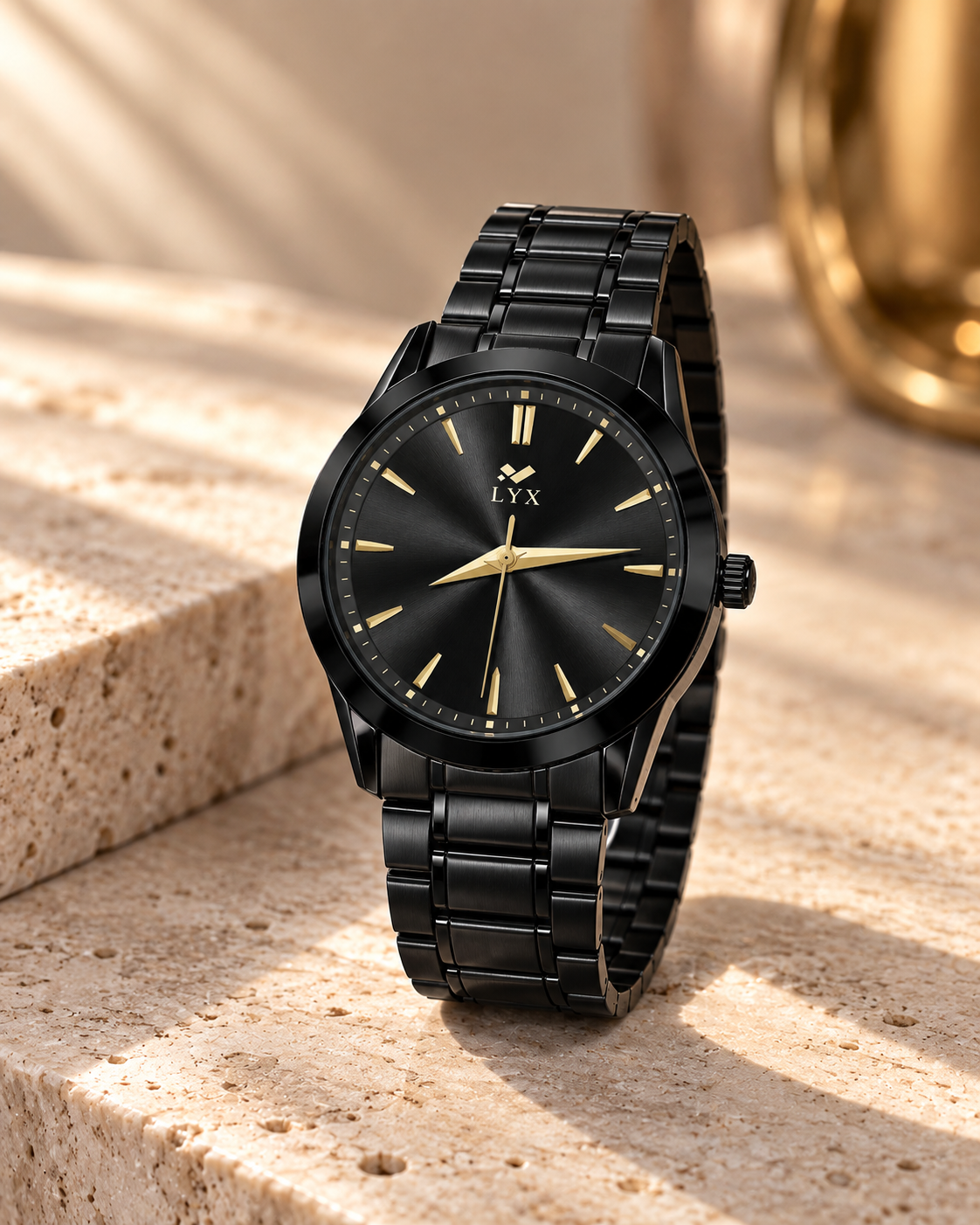 LYX Eclipse – Full Black Analog Watch for Men | Best Analog Watch for Men | Gold Accents