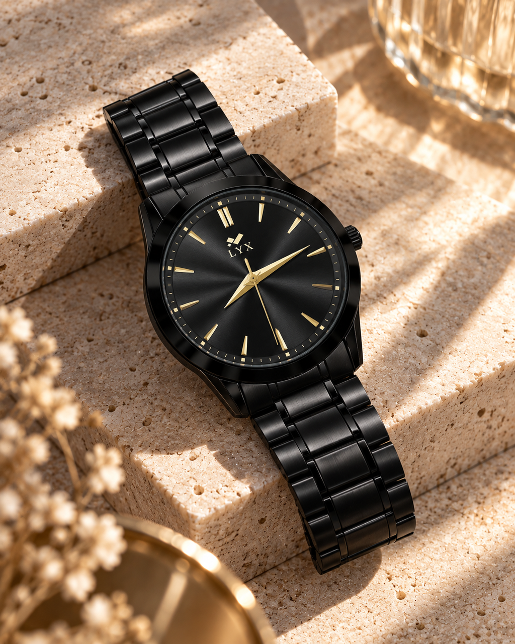 LYX Eclipse – Full Black Analog Watch for Men | Best Analog Watch for Men | Gold Accents