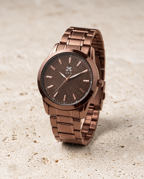 LYX EMBERGLOW - Gunmetal Brown Analog Watch for Men | Unique Budget Analog Watch | Textured Dial