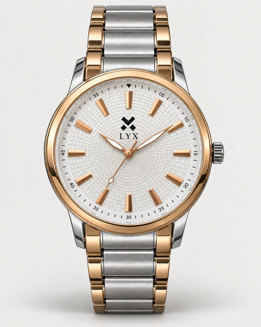 LYX Moonlight – Two-Tone Silver & Rose Gold Analog Watch for Men | Best Budget Analog Watch Under ₹1000 | Stainless Steel