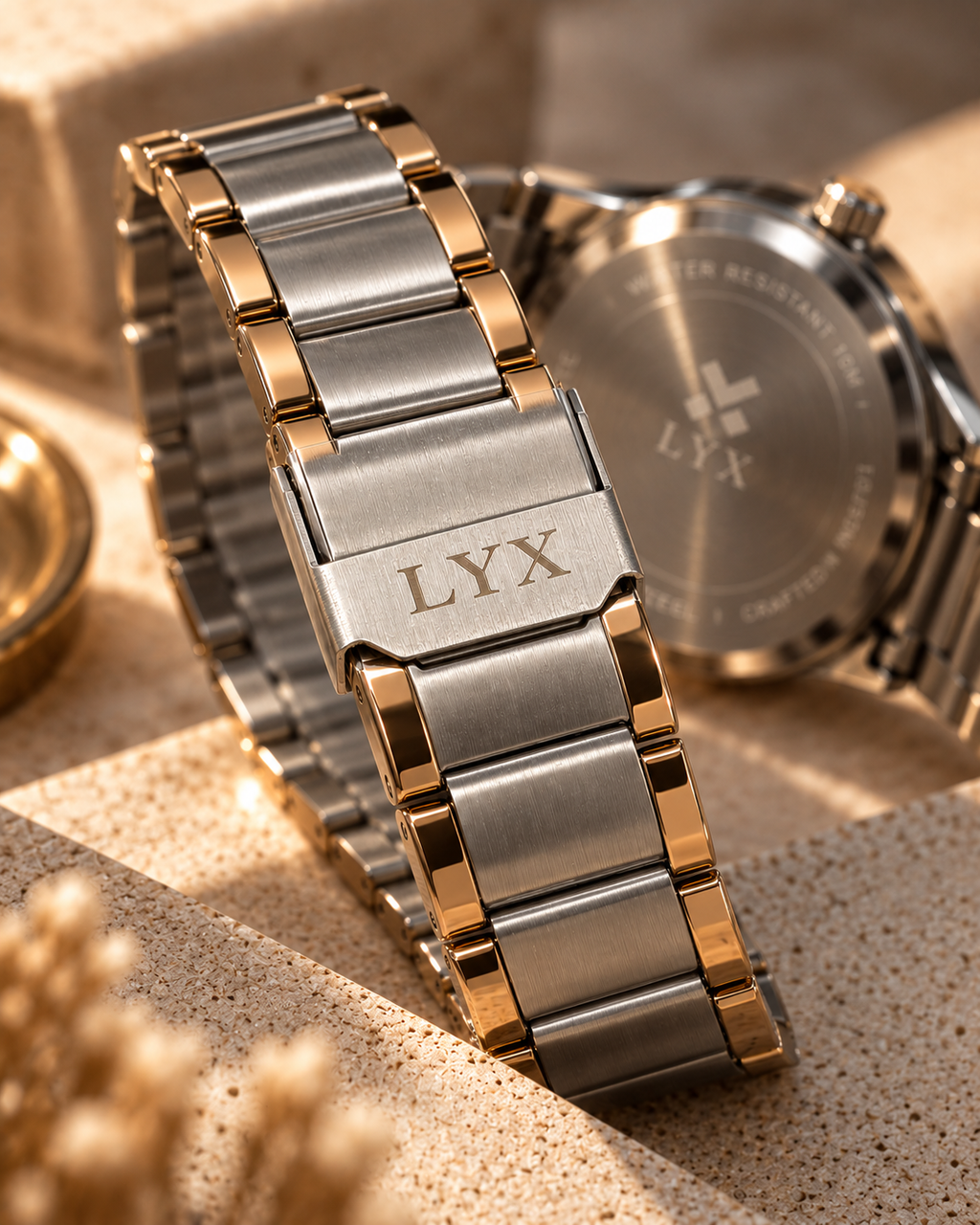 LYX Moonlight – Two-Tone Silver & Rose Gold Analog Watch for Men | Best Budget Analog Watch Under ₹1000 | Stainless Steel