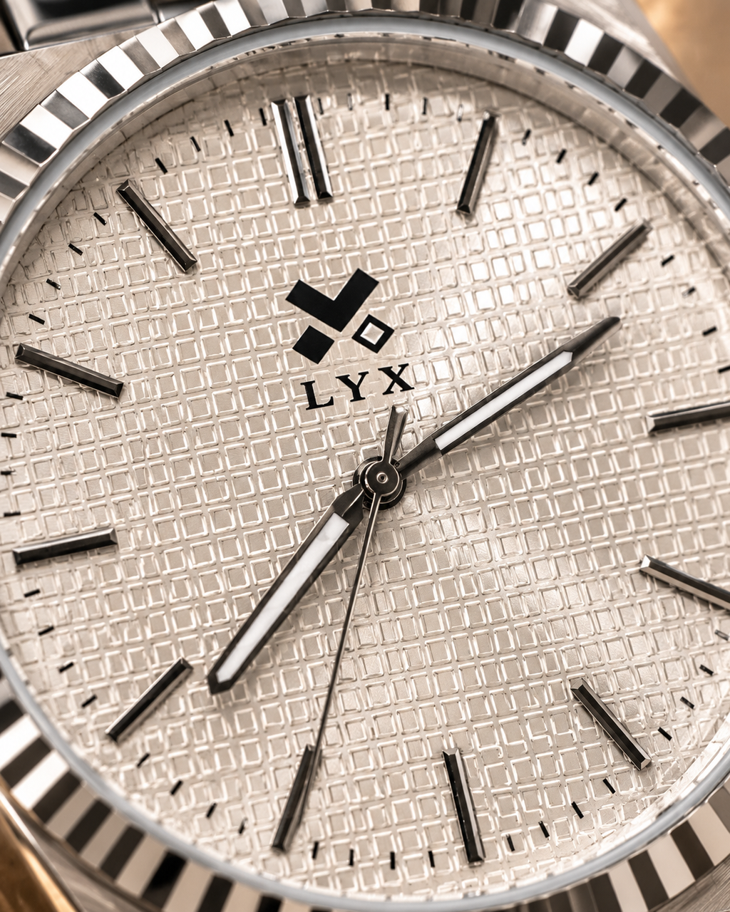 LYX Frost Silver Fluted Bezel Watch for Men