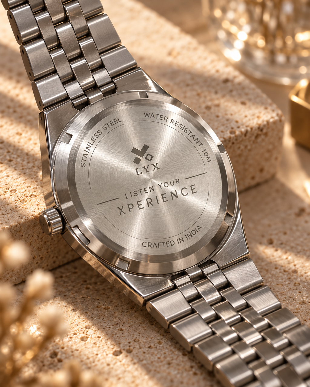 LYX Frost Silver Fluted Bezel Watch for Men