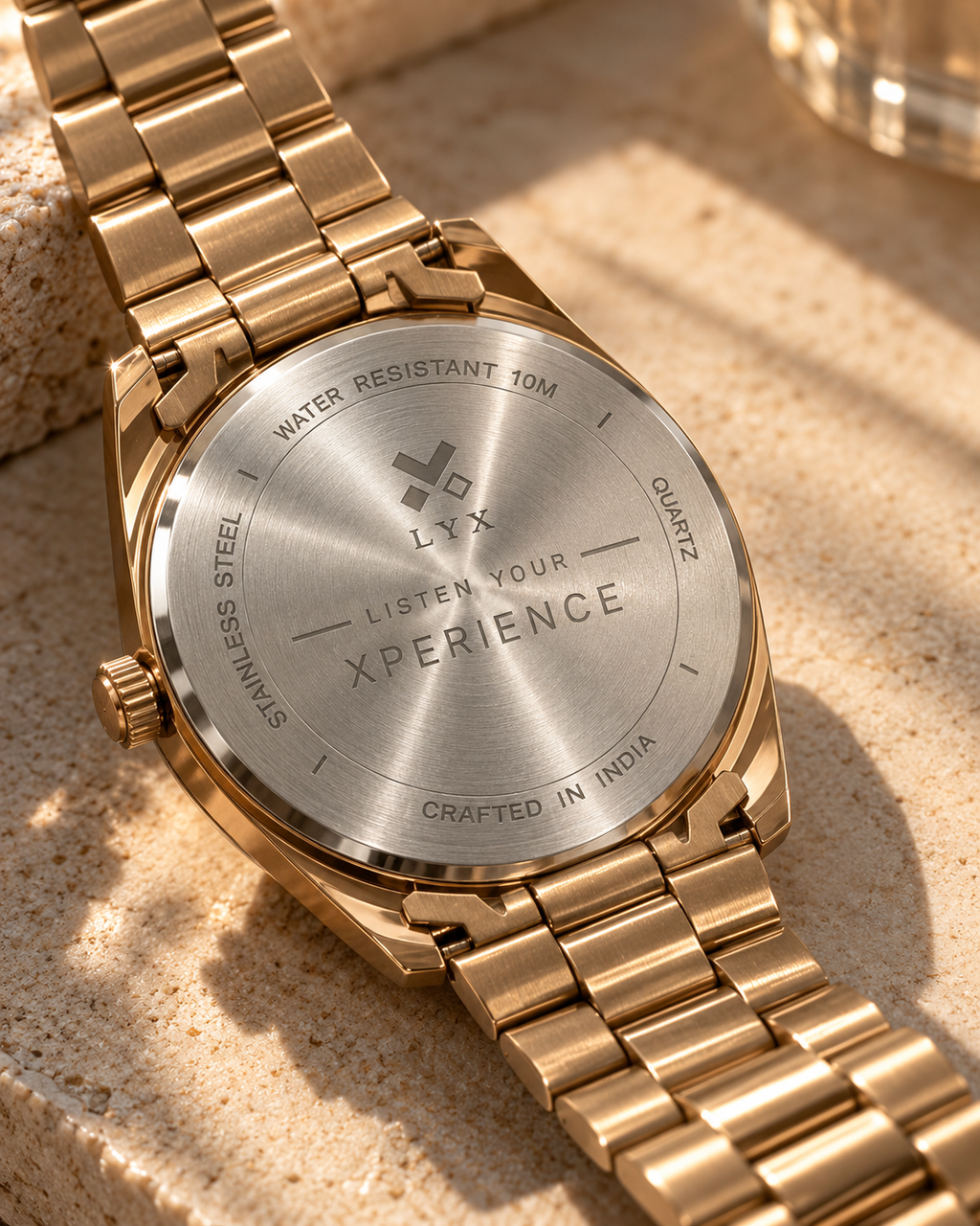 LYX Golden Hour – Full Rose Gold Analog Watch for Men | Best Analog Watch with Fluted Bezel | Diamond Markers